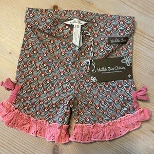 🌟 NWT - 18-24mth / Matilda Jane Brown and Pink Patterned Ruffle Shorts.